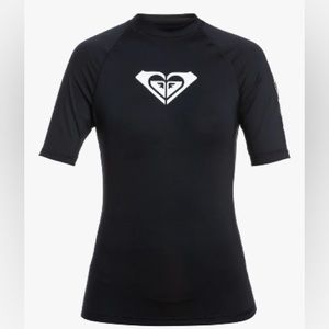 (2) Roxy Whole Hearted Short Sleeve UPF 50 Rashguard - Small